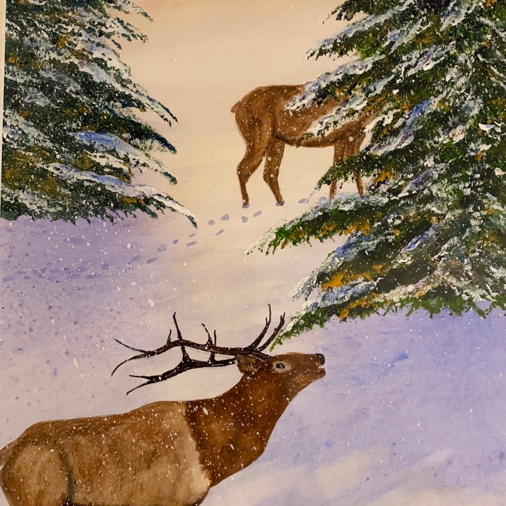 Original Watercolor 16x20 Winter Call